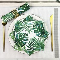 60pcs Tropical Leaf Print Paper Napkins - Vibrant Monstera & Palm Design for Birthday Parties & Restaurant Decorations