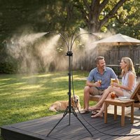 Standing Mister for Outside Patio Adjustable Height Outdoor Misting System 360° Flexible Sprayer Ultra-Fine Mist Cooler for Pati