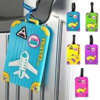 Portable PVC Luggage Tags Soft Silicone Anti-lost Baggage Label Accessories Cartoon Airplane Suitcase Tags