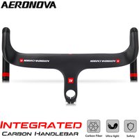 Carbon Road Handlebars AERONOVA Racing Carbon Integrated Stem Handlebar 1-1/8" Inner Routing Cycling Integrated Road Drop Bar