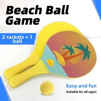 Summer Beach Paddle Set Wooden Racket Lightweight Outdoor Beach Tennis Racket Parent-child Interactive Sports Game
