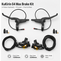 Hydraulic 4 Piston Brake Kit for KuKirin G4 Max Scooter with Y5 Brake Lever, Oil Hose and Cut-Off Switch, Front Rear Parts