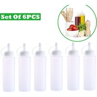 6pcs Condiment Squeeze Bottles Hot Sauces Olive Oil Bottles Ketchup Mustard Dispensers Kitchen Accessories Gadgets 240 Ml