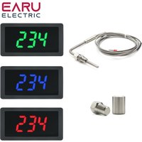 Red Green Blue LED Gauge with EGT Temperature Sensors & Weld Bund Combo Kit in Fahrenheit Celsius Adjustable Universal Use PT100