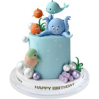 21 PCS Under the Sea Cake Decorations Ocean Animals Cake Topper for Under the Sea Theme Baby Shower Birthday Party Supplies