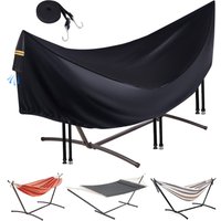 Covers for Outdoor Waterproof, Durable 420D Hammock Cover for 12 ft Hammock Stand, Windproof 3 Buckles amp 1 Elastic Cord, Airy