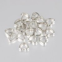 50/100pcs Heart Frame Wrapped Bead Double Stright Hole Spacers Loose Beads for Jewelry Making DIY Findings