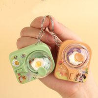 Cartoon mini egg flipping machine keychain fun decompression pendant bag accessories claw machine gifts
