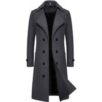 Spring Long Woolen Coats Men Fashion Double Breasted Trench Coats Autumn Turn Down Collar Slim Fit Windbreaker Male Outwear