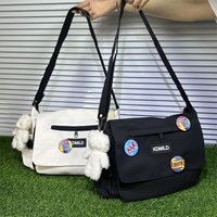 Waterproof Oxford Shoulder Bag, Flip Zipper Teen Men's Messenger Bag, Student School Bags Badge Pendant, Versatile Crossbody Bag