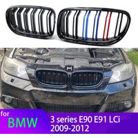 2 Stücke Auto Stil Glanz Schwarz Vorne Niere Doppellatten Grill Grille für BMW 3er E90 E91 LCi 2009 2010 2011 2012 Auto Styling