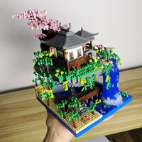 Enchanted Peach Blossom micro mini Lake Building Blocks Set for Adults and Kids: Fairy Tale Design,Educational and Decorative