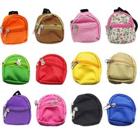 1PC 8*7cm Doll Cute Backpacks Miniature Zipper School Bags Rucksack Travel Case Keychain Haversack Child Gift Decor Accessory