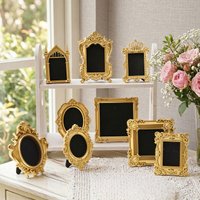 1PC, simple European-style golden resin material three-dimensional pattern decorative photo frame, desktop photo display frame