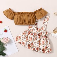 Veste d'été pour nouveau-né fille de 0 à 2 ans, col rond, manches courtes, style court avec imprimé floral, bretelles, jupe, costume à la mode
