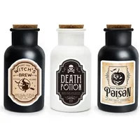 Halloween Apothecary Potion Bottles Black White Scary Bottles for Witch Farmhouse Home Table Party Supplies Halloween Decoration