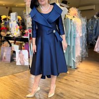 Customized Mother of the Bride Dress Plus Size Satin 2 Pieces Wedding Guest Gowns for Women 3/4 Sleeves Asymmetrical Formal Gown