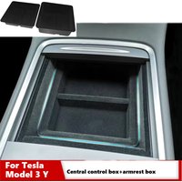 Boîte de rangement centrale de voiture pour placements, modèle 3 2021-23, modèle Y Evalufissurainer, étui de rangement floqué, support intérieur de voiture