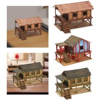 1/72 Models DIY Wooden House Assemble DIY Crafts Miniature House Handmade Buiilding Model Architecture Kits House Diorama Layout