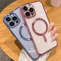 Magnetic Electroplated Clear Case For iPhone 17 16 15 14 13 12 Pro Max Air Plus Camera Protection Shockproof Bumper Phone Cover