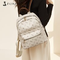 FOXER Women Fashion Backpack Elegant Printed Leather Rucksack Large Capacity Daily Girl's School Bag Travel Ladies Shoulder Bag