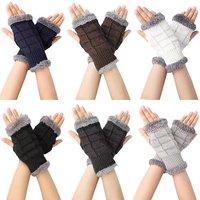Short Knitted Half Finger Gloves for Women Warm Elastic Autumn Winter Gloves Portable Convenient for Daily Office Accessories