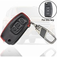 3 Buttons Leather Car Key Case Fob Cover for Ford Fiesta Focus C-Max Galaxy Kuga Mondeo MK4 S-Max C-Max Remote shell w/ keychain
