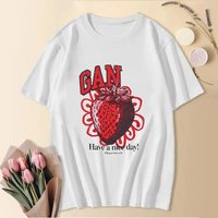 Cute Summer Fashion Short Sleeve T-Shirts Letter Printed Tees Women Cresw Neck Tops Funny Animals Shirt Rabbit Shirt