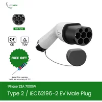 FITMPH Type 2 EVs Charger Male Plug IEC 62196-2 Connector, 32A 1P 7kW, Waterproof, Easy to Install, Spare replacement Parts