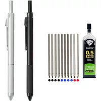 High Grade Metal Multicolor Ballpoint Pen 4 In 1 Ball Pen 0.7mm Black Blue Red Refills and Pencil Lead Offfice School Writing