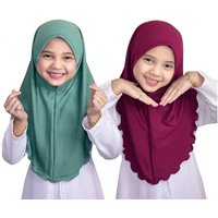 Ramadan Hijabs Scarf for Kids Girl 7 to 12 years old Muslim Islamic Shawls Soft Stretch Headscarf Malaysia Girl Children Hijabs