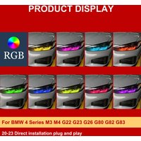 RGBW multicolor DRL Control For 2021-2024 BMW M3 M4 CSL 4 series G80 G22 G82 G23 G26 LED Headlight Angel Eyes Red Blue RGB