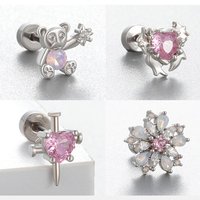 20G Floral Bowknot Stud Earrings, Hypoallergenic Surgical Titanium Cartilage Helix Crystal CZ Earring Stud Piercing Jewelry