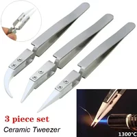 High Precision Anti-Static Ceramic Tip Tweezers for Electronic Soldering – 1-3pcs, Labor Saving, Acid Resistant Reverse Chuck De