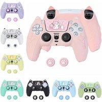Silicone Controller Case Set Cat Paw with Sticker Controller Skin with Thumb Grip Caps Anti-slip Protective Shell Cover for PS5
