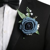 Simple Groom Rose Boutonniere Delicate Fashion Wedding Suit Corsage Artificial Flower Buttonhole Wedding Accessories Western