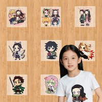 Demon Slayer Iron on Patches for Clothes Tee Hat Bags Anime Heat Transfer Stickers Cute Decoration Sticker Fashion Diy Appliqued