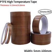 10M PTFE Tape Adhesive Cloth Insulated Vacuum High Temperature Resistant Electrical Heat Insulation Sealing Brown PTFE Tapes