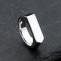 Fashion 316L Stainless Steel Simple Rings For Men Women Punk Hip Hop Square Band Flat Top Signet Ring Charm Party Jewelry Gifts