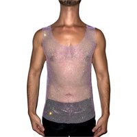 Frauen & Männer Neon Kristall Bunte Strass Glänzende Sexy Y2K Lange Tank Tops Party Club Sexy Durchsichtig Mesh Aushöhlen diamant 65