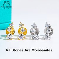 AnuJewel Moissanite Stud Earrings 925 Sterling Silver Gold Plated Lab Created Diamond Smile Earrings For Women Jewelry Wholesale