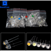 100PCS 5mm Super Bright LED Diode F5 Straw Hat Light Emitting Diode Green Red Yellow White Blue 20mA 3V for DIY Electronic Kit