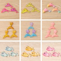 10pcs Cute Resin Marine Life Dolphin Fish Tail Charms Pendants for Jewelry Making Necklaces Earrings Bracelets DIY Crafts Gifts