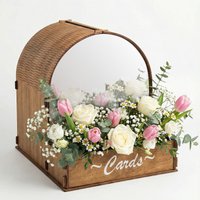 OurWarm Wedding Card Box Mirror Arch Brown - Rustic Arch Card Holder for Wedding Reception,Party Decor, with Slot & Lockable Lid