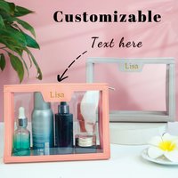 Customized name skin care storage bag, pvc spliced leather, travel large-capacity waterproof makeup bag, toiletry bag