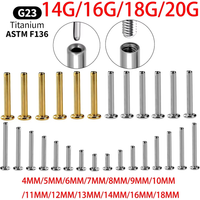 Titanium Piercing Threaded Post Labret Ear Cartilage Tragus Conch Nose Lip Piercing Stud Replacement Bar Body Jewelry Wholesale