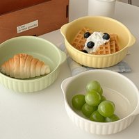 Dual-Handle Large-Capacity Ceramic Bowl, Microwave & Oven Safe, Multi-Purpose for Soup/Salad/Noodle/Fruit, Kitchen Tableware