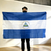 FlagGo Nicaragua Flag 150x90cm 3x5 FT Blue White Blue Stripes Coat of Arms Polyester Double Stitched Outdoor Indoor Decor