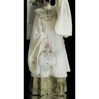 Plus Size 10XL Hanfu For Women 140kg Ancient Chinese Vintage Ming Dynasty Embroidered Beige Long Robe with Horse Face Skirt Suit