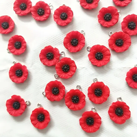 10/20pcs Red Poppy Flower Pendants, 19mm Resin Charms for Handmade Accessories, DIY Jewelry Making Supplies for Crafts